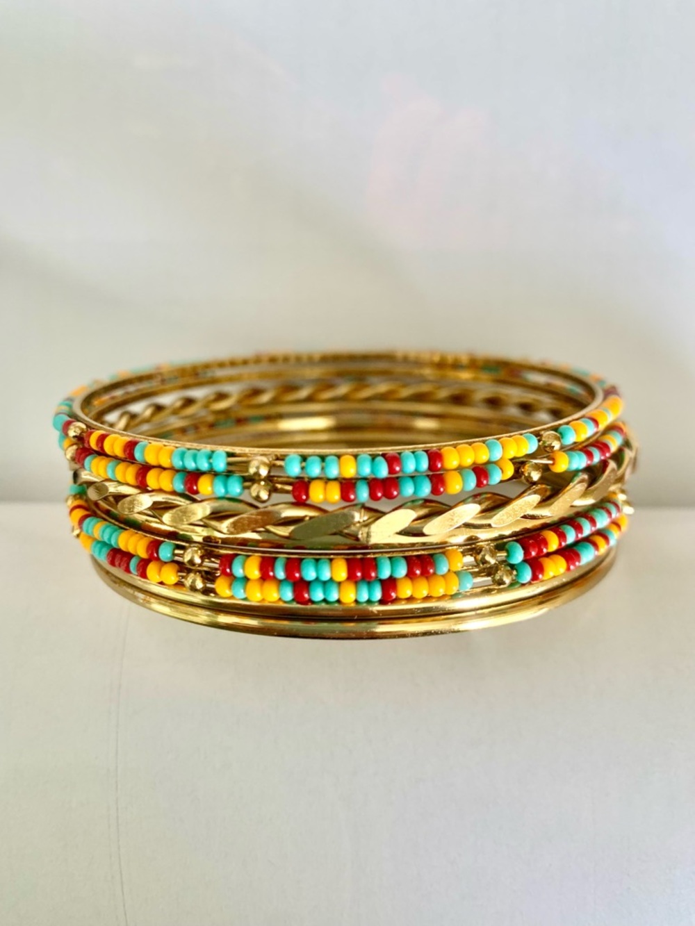 Set of 8 Vibrant Bangle Bracelets Bohemian Large